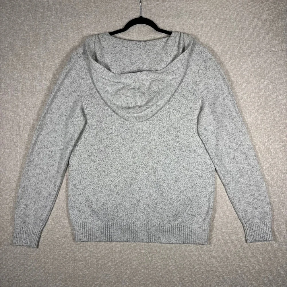 Banana Republic Mens Italian Yarn Wool Linen Full Zip Hooded Sweater Gray Large
